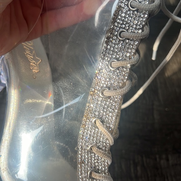 Pleaser’s Adore-1016C-2 7” Clear lace up ankle boots. - Picture 7 of 8